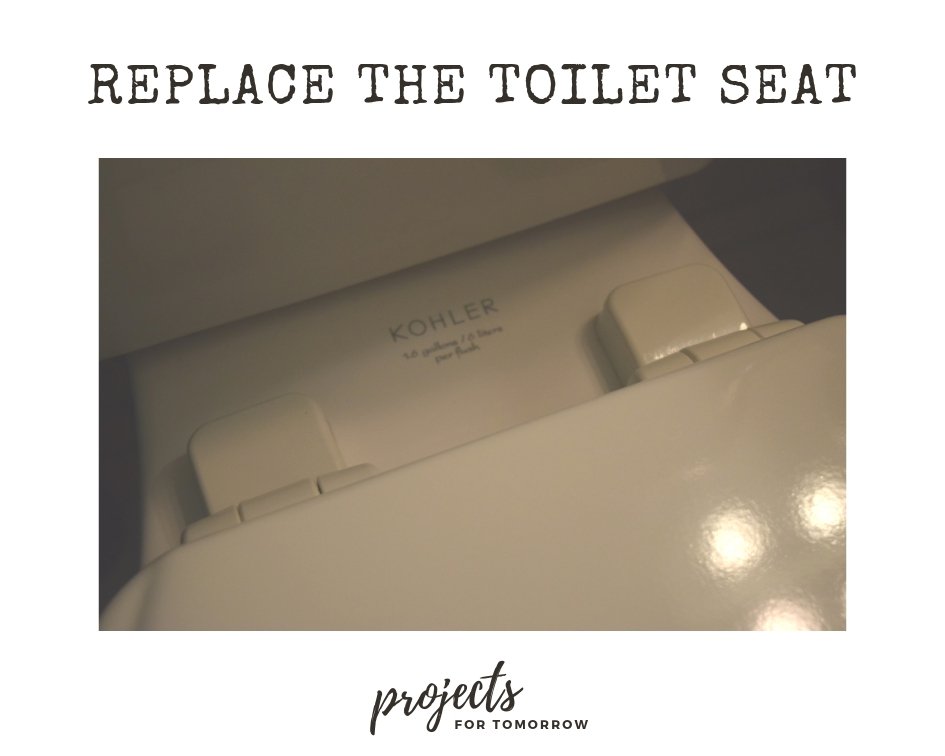 Replace the old toilet seat for a new clean one.