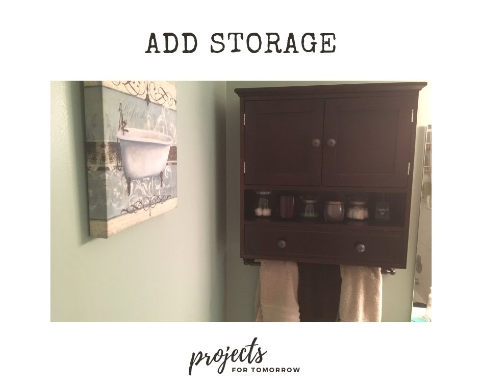 Update your bathroom by adding some much needed storage with a small wall mounted cupboard.