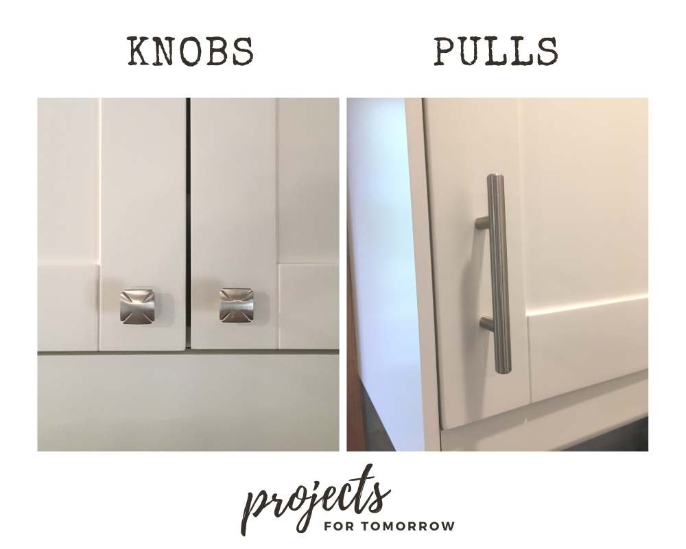 white shaker cabinets with silver knobs and pull