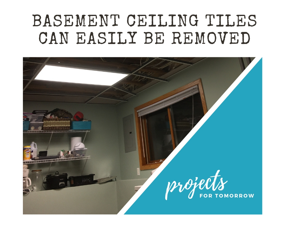 Basement ceiling tiles can be easily removed to access the kitchen during a remodel.