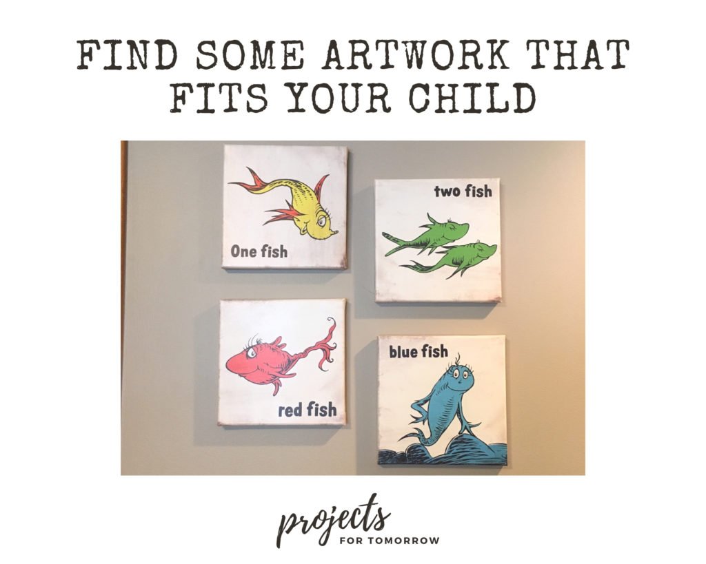 four canvases with dr seuss characters