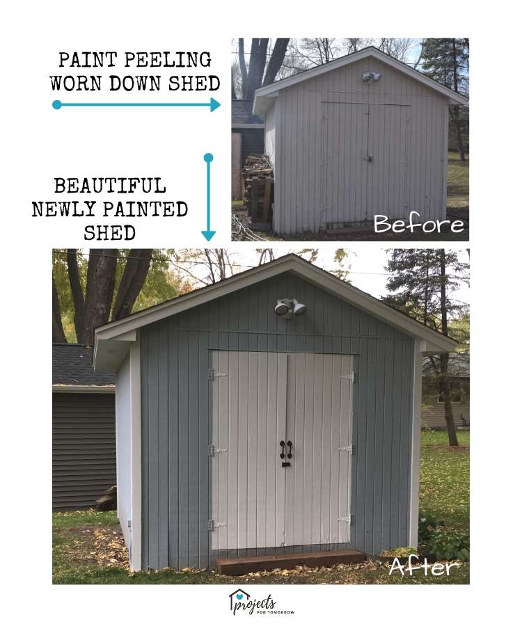 wooden outdoor shed before and after